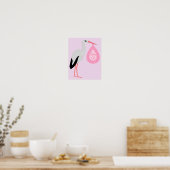 Poster Jolie chatte rose bébé fille Stork (Cuisine)