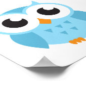 Poster Jolie chouette bleue caricature bébé (Coin)