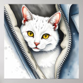 Poster Jolie collection de chats d'aquarelle moderne (Devant)