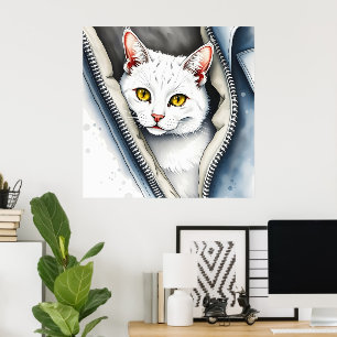 Poster Jolie collection de chats d'aquarelle moderne