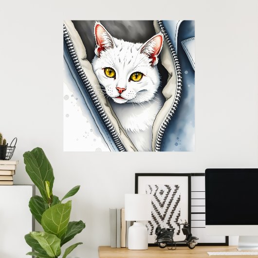 Poster Jolie collection de chats d'aquarelle moderne (Bureau à domicile)