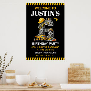 Poster Jolie construction 6e fête d'anniversaire