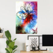 Poster Jolie couleur de l'aquarelle Fleurs Abstraites (Bureau à domicile)