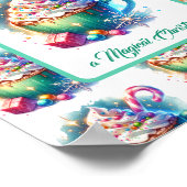 Poster Jolie Coupe de Noël d'aquarelle de cacao chaud (Coin)