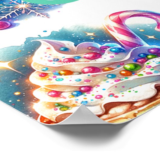 Poster Jolie Coupe de Noël d'aquarelle de cacao chaud (Coin)