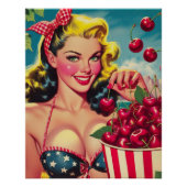 Poster Jolie épinglette cerise pin-up (Devant)