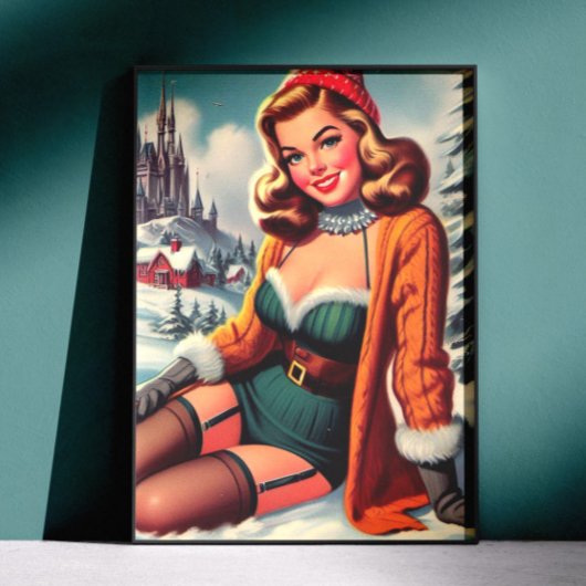 Poster Jolie épinglette rétro hiver