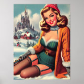 Poster Jolie épinglette rétro hiver (Devant)