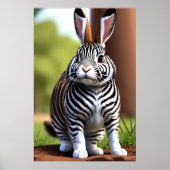 Poster Jolie et adorable Rabbit Zebra hybride | Art AI (Devant)