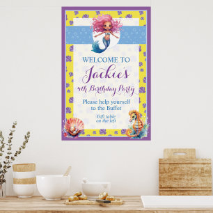 Poster Jolie et colorée magicienne sirène 