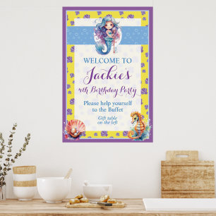 Poster Jolie et colorée magicienne sirène