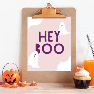 Poster Jolie Fantôme Hey Boo Fête d'Halloween Enfants