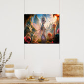 Poster Jolie Fée + Amis Debout Dans Le Mur de la Forêt (Cuisine)