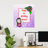Poster Jolie fée caucasienne Joyeux Anniversaire (Bureau à domicile)