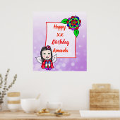 Poster Jolie fée caucasienne Joyeux Anniversaire (Cuisine)