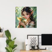 Poster Jolie Fée Elfe & Dragon  (Bureau à domicile)