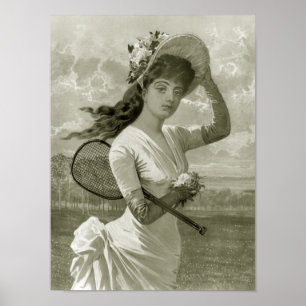 Poster Jolie Femme Avec Raquette De Tennis, 1887