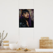 Poster Jolie Fille aux Cheveux Violets (Cuisine)