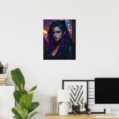 Poster Jolie fille aux cheveux violets (Bureau à domicile)