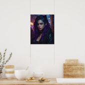 Poster Jolie fille aux cheveux violets (Cuisine)