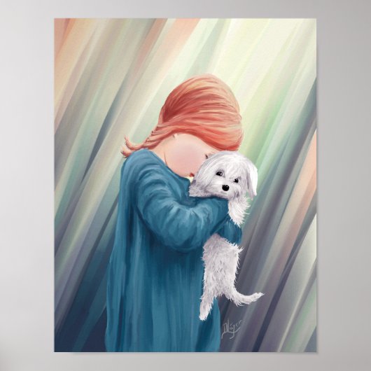 Poster Jolie Fille avec Chien (Devant)