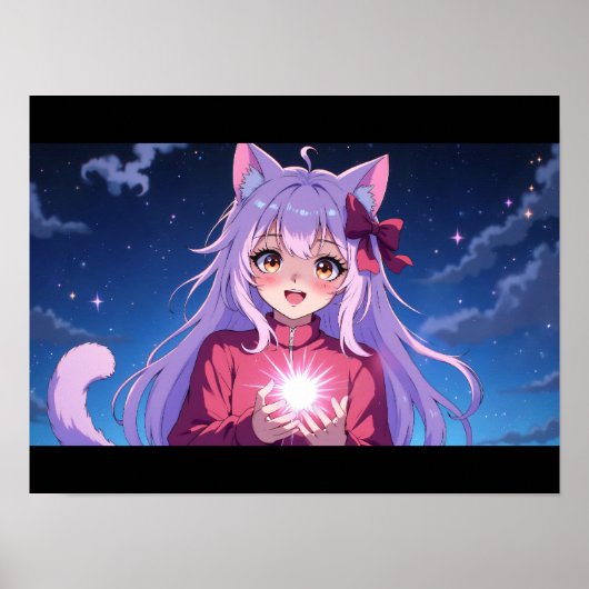 Poster Jolie Fille Chat Anime (Devant)