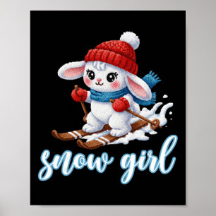 Poster Jolie Fille de Neige Lapin de Neige Amoureuse du S