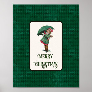 Poster Jolie fille de Noël vintage pour les fêtes