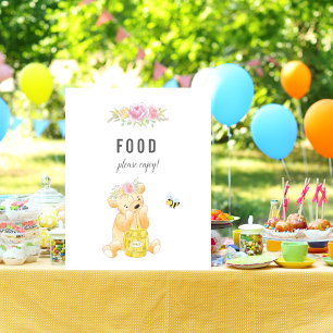 Poster Jolie Fille de Table de Nourriture Ours en Peluche