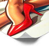 Poster Jolie fille d'été rétro (Coin)