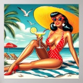 Poster Jolie fille d'été rétro (Devant)