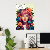 Poster Jolie fille florale visage dans le trou photo (Bureau à domicile)