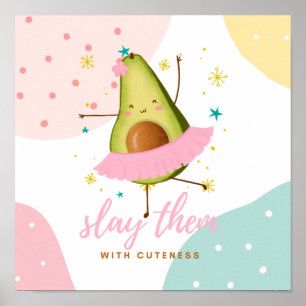 Poster Jolie fille Kawaii Avocado Ballerina Les Jeter