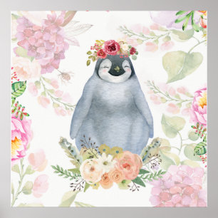 Poster Jolie fille Penguin Cadeau d'anniversaire, Pingoui