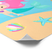 Poster Jolie Fille Sirène Fête Anniversaire de enfant Per (Coin)