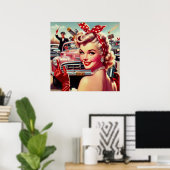 Poster Jolie fille Vintage des années 1950 (Bureau à domicile)