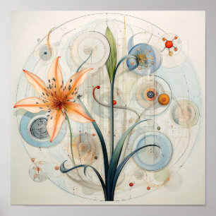 Poster Jolie fleur de lys d'art abstrait -Lys