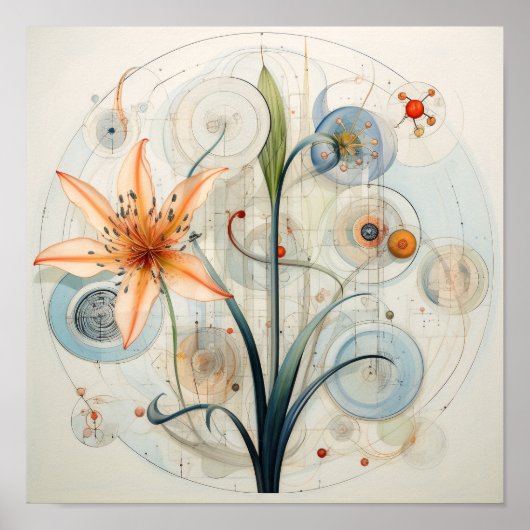 Poster Jolie fleur de lys d'art abstrait -Lys (Devant)