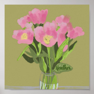 Poster Jolie Fleur de tulipe d'Art moderne Illustration +