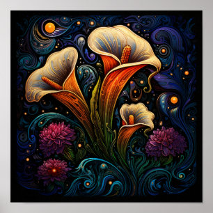 Poster Jolie fleuriste fleur de lys lumineuse - Lilly