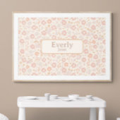 Poster Jolie Fleurs Douces Personnalisées Nom bébé Art