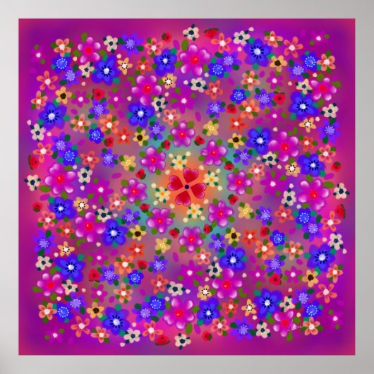 Poster Jolie Fleurs Multicolores Style Boho (Devant)