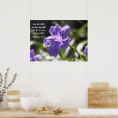 Poster Jolie floraison violette avec vers biblique sur la (Cuisine)