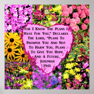 POSTER JOLIE FLORALE JEREMIAH 29:11 BIBLE