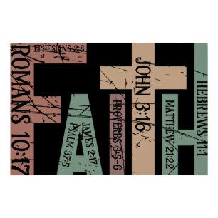 Poster Jolie Foi Colorée Versets de la Bible Typographie