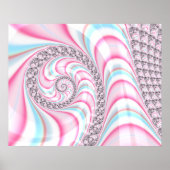 Poster Jolie fractale en spirale rose bleu pastel (Devant)