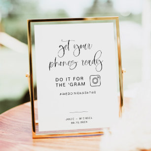 Poster JOLIE Fun Modern Minimal Le Hashtag Gram Mariage