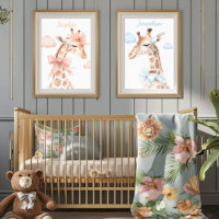 Jolie girafe avec un ruban rose pour la nurserie d