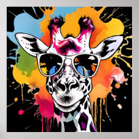 Jolie Giraffa colorée avec des lunettes de soleil 