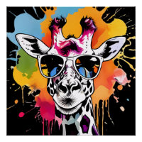 Jolie Giraffa colorée avec des lunettes de soleil 